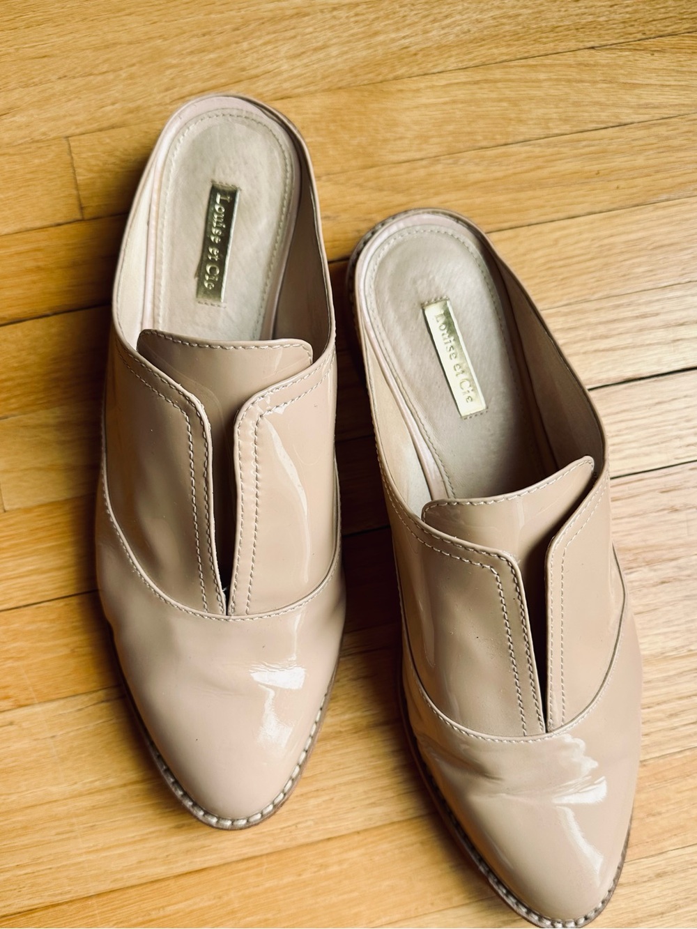 Louise et Cie Patent Leather Nude Mules